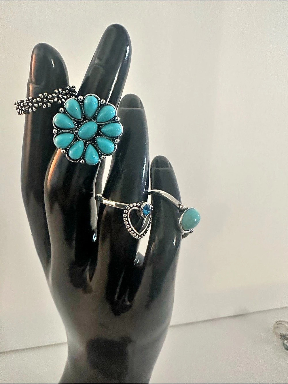 Turquoise-Color Ring Assortment in Silver